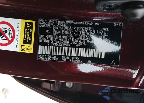 2013 Lexus Rx 350 из США, поврежденный, VIN 2T2BK1BA5DC175897